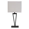 V Design Black Slimline Table Lamp with Ivory Linen Shade