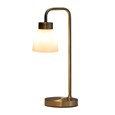Arch Antique Brass Vintage Industrial Table Lamp with Jasmin Opal Glass Shade