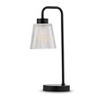 Black Arch Table Lamp with Mandalay Ribbed Clear Glass Shade