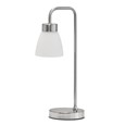 Arch Satin Silver Vintage Industrial Table Lamp with Jasmin Opal Glass Shade
