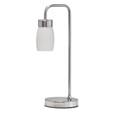 Arch Satin Silver Vintage Industrial Table Lamp with Marino Glass Shade
