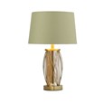Ashleigh Antique Brass Amber Glass Table Lamp with Sage Green