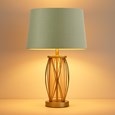 Ashleigh Antique Brass Amber Glass Table Lamp with Sage Green