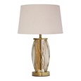 Ashleigh Antique Brass Amber Glass Cylinder Lantern Table Lamp with Natural Line