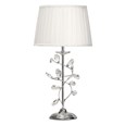 Crystal Leaf Elegant Modern Design Chrome Table Lamp with Ivory Pleated Shade