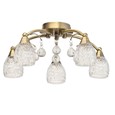 Lismore 5 Light Antique Brass Semi Flush Ceiling Light with Crystal Glass Shades