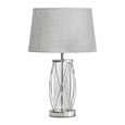 Ashleigh Silver Clear Glass Cylinder Lantern Table Lamp with Grey Linen Shade