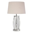 Ashleigh Silver Clear Glass Cylinder Lantern Table Lamp with Natural Linen Shade