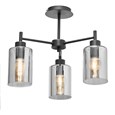 Menari Matt Black 3 Light Ceiling Light with Smoked Glass Shades