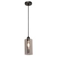 Menari Matt Black Modern Designer Ceiling Pendant with Smoked Glass Shade