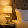 Hepburn Large Cream Marble Effect Table Lamp w/Cream Pleat Shade - Cream & Gold