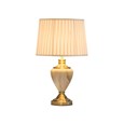 Hepburn Large Cream Marble Effect Table Lamp w/Cream Pleat Shade - Cream & Gold