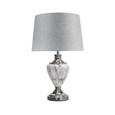 Hepburn Large Grey Marble Effect Table Lamp with Grey Shade - Grey & Silver