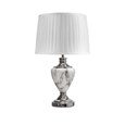 Hepburn Large Grey Marble Table Lamp with Ivory Pleat Shade - Grey & Silver