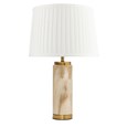 Cylinder Cream Marble Effect Table Lamp with Cream Pleat Shade