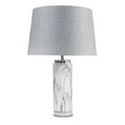 Cylinder Grey Marble Effect Table Lamp with Grey Linen Shade