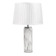 Cylinder Grey Marble Effect Table Lamp with Ivory Pleat Shade