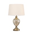 Hepburn Large Amber Glass Antique Brass Table Lamp with Ivory Gold Linen Shade