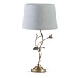 Leaf Antique Brass Table with Grey Linen Shade