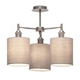 Echo Modern  3 Light Pewter Ceiling Light with Grey Linen Shades