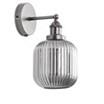 Echo Pewter Wall Light with Smoked Ribbed Glass