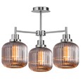 Silver Corsica 3 Light with Ribbed Smoked Glass