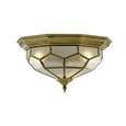 Searchlight Flush Ceiling Light - Antique Brass - Leaded Frosted Glass