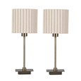 (Pair)Darwen Square Stick Antique Brass Table Lamp with Natural Hard Pleat Shade