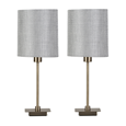 (Pair) Darwen Square Stick Antique Brass with Grey Linen Shade
