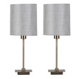(Pair) Darwen Square Stick Antique Brass with Grey Linen Shade
