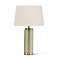 Cylinder Frosted Sage Green / Gold Effect Table Lamp with Ivory Gold Lined Shade