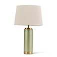 Cylinder Frosted Sage Green / Gold Effect Table Lamp with Natural Shade