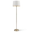Stockholm Antique Brass Floor Lamp with Gold Linen Shade