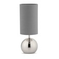 Small Silver Brush Metal Touch Table Lamp with Grey Shade