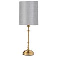 Florence Rechargeable Antique Brass Table Lamp with Grey Linen Shade