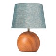 Canon Ball Walnut Print Table Lamp with Blue Gold Shade