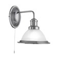 Searchlight Bistro Industrial Wall Light - Satin Silver - Pull Cord