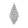 Searchlight Empire 13 Light Tiered Chandelier - Chrome - Crystal Coffin Drops