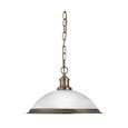 Searchlight Bistro Industrial Pendant - Antique Brass - Marble Glass Shade
