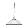 Searchlight Bistro Industrial Pendant - Satin Silver - Marble Glass Shade