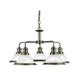 Searchlight Bistro 5 Light Industrial Ceiling Pendant - Antique Brass