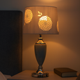 Malham Large Table Lamp with Lacy Bloom Stencil Shade - Modern Grey & Silver