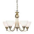 Endon Alton Pendant Light Fitting - Antique Brass & Frosted Glass - 5 Light