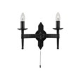 Searchlight Cartwheel Twin Wall Light - Matt Black Wrought Iron Effect