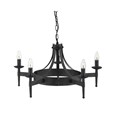 Searchlight Cartwheel 5 Light Pendant - Matt Black Wrought Iron Effect