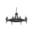 Searchlight Cartwheel 8 Light Pendant - Matt Black Wrought Iron Effect