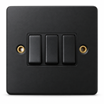 Round Edge Matt Black 10AX 3G 2W Switch