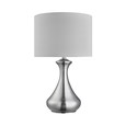 Searchlight Touch Lamp - Satin Silver - White Fabric Shade
