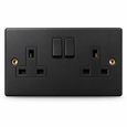 Round Edge Matt Black 13A 2G DP Switched Socket