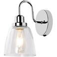 Modern Chrome Leeto Switched Wall Light with Glass Shade